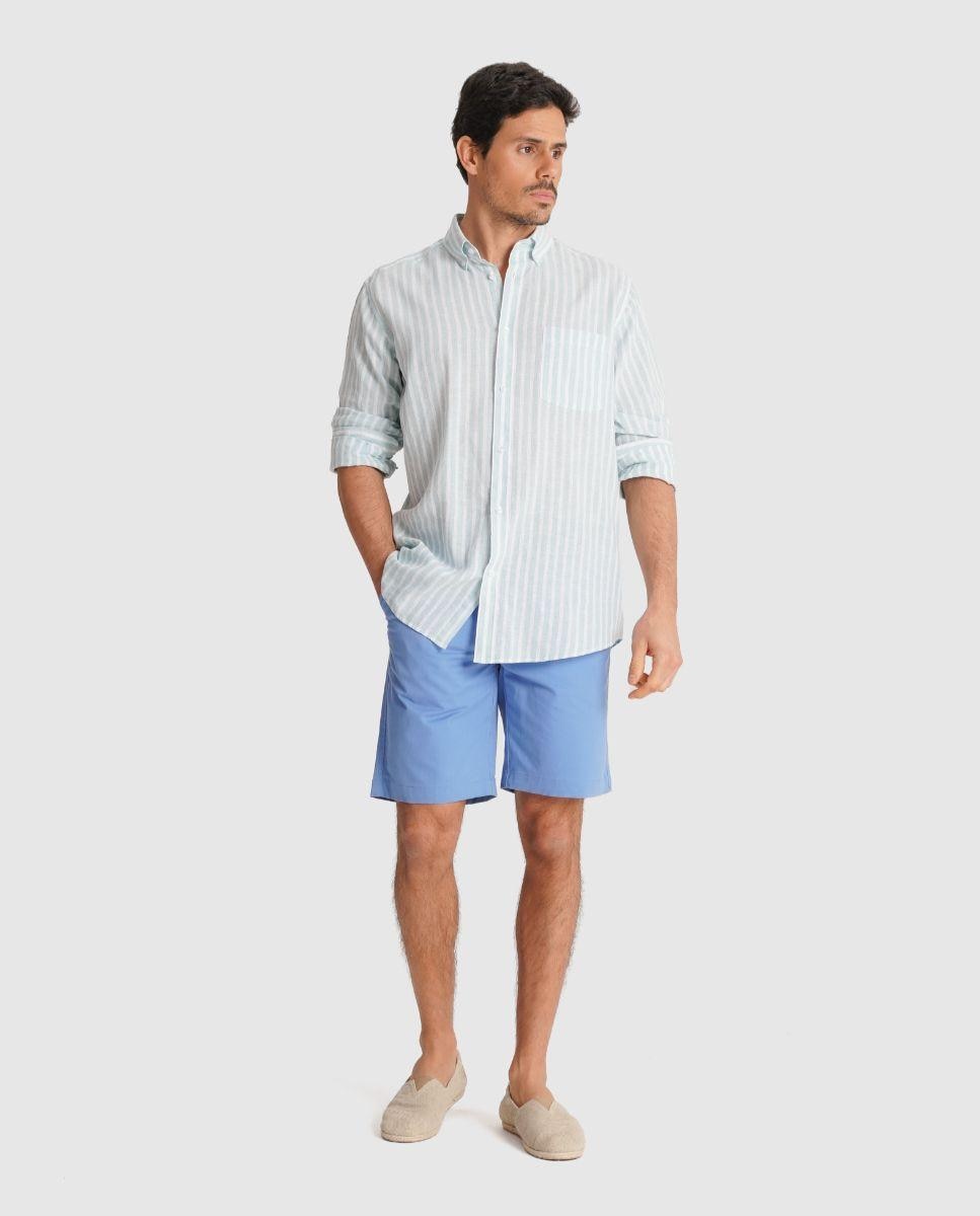 Imagem 0 de Camisa de Linho Às Riscas com Corte Regular