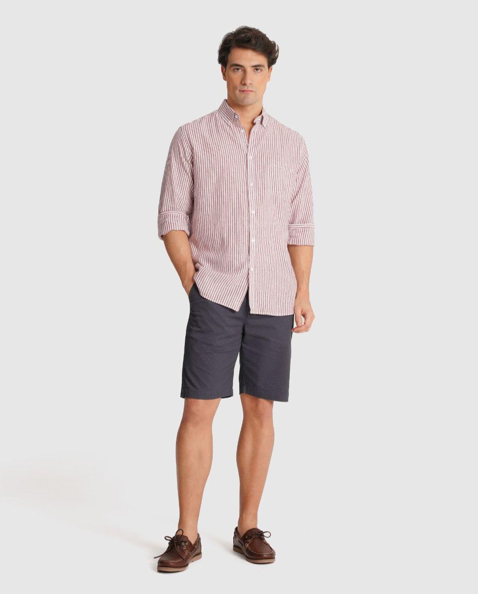 Imagem 0 de Camisa de Linho Às Riscas com Corte Regular