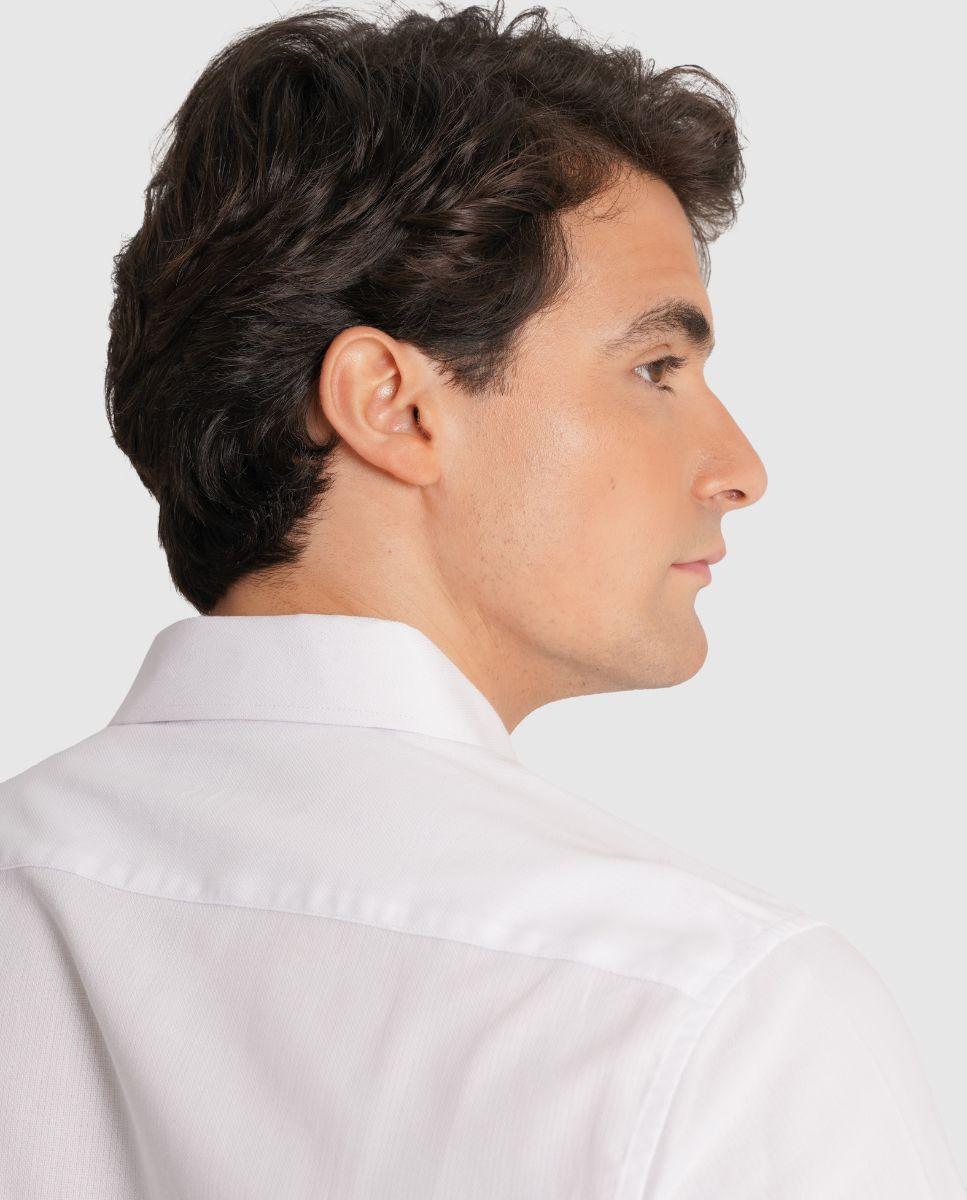 Camisa de Manga Comprida com Corte Slim Branco-2
