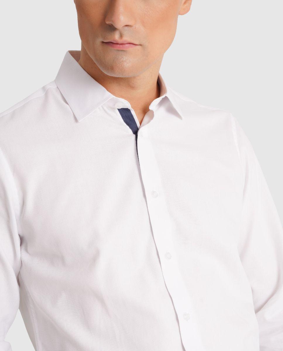 Camisa de Manga Comprida com Corte Slim Branco-3