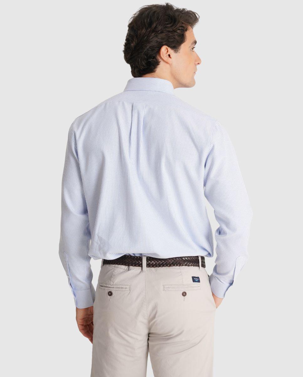 Camisa Às Riscas com Corte Regular Azul-2