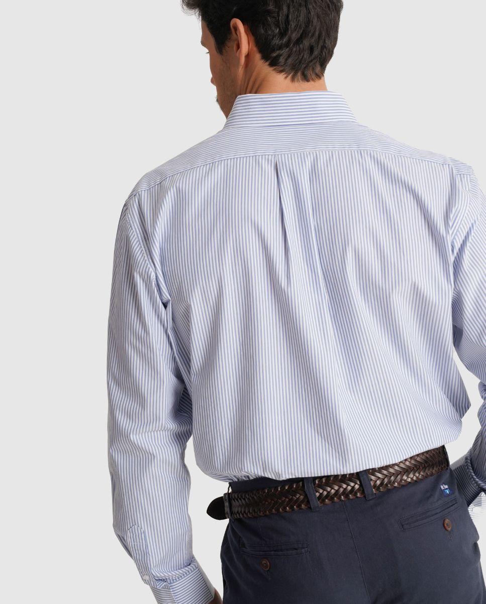 Camisa Às Riscas com Corte Regular Azul-2