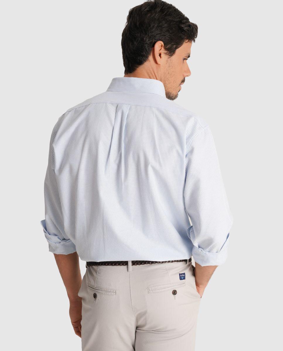 Camisa Às Riscas com Corte Regular Azul-2