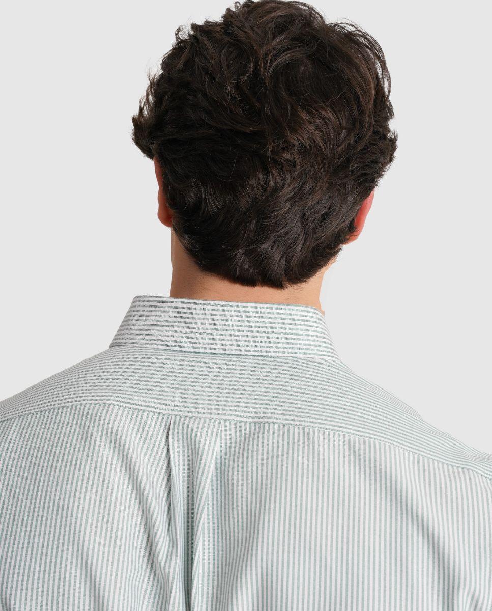 Camisa Às Riscas com Corte Regular Verde-2