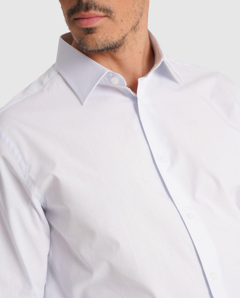 Camisa Às Riscas com Corte Clássico Azul-3