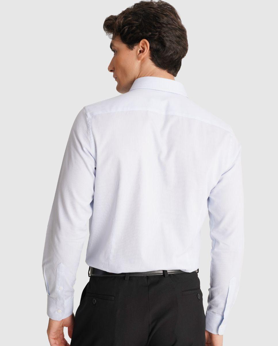 Camisa de Manga Comprida com Corte Slim Azul-2