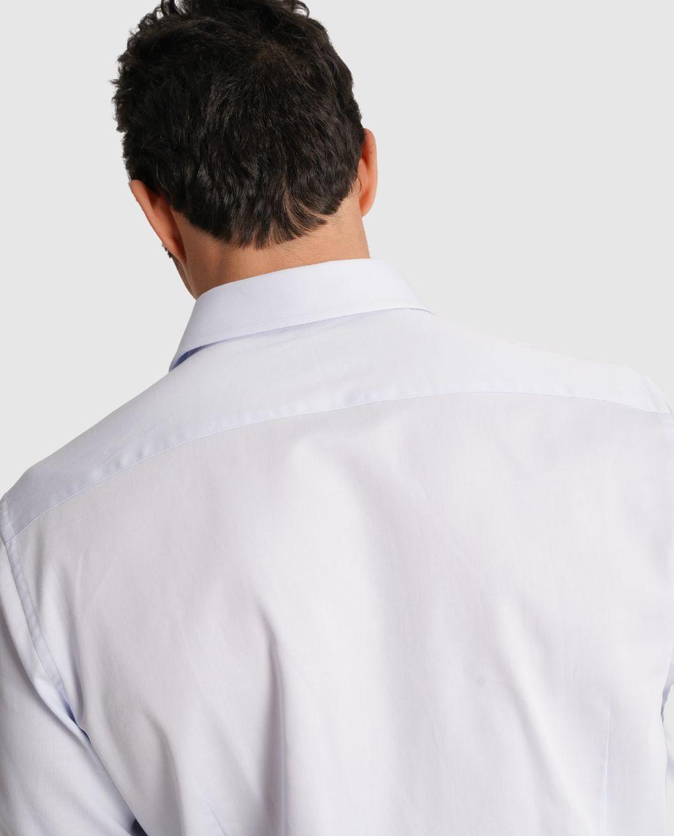 Camisa de Manga Comprida com Corte Slim Azul-2