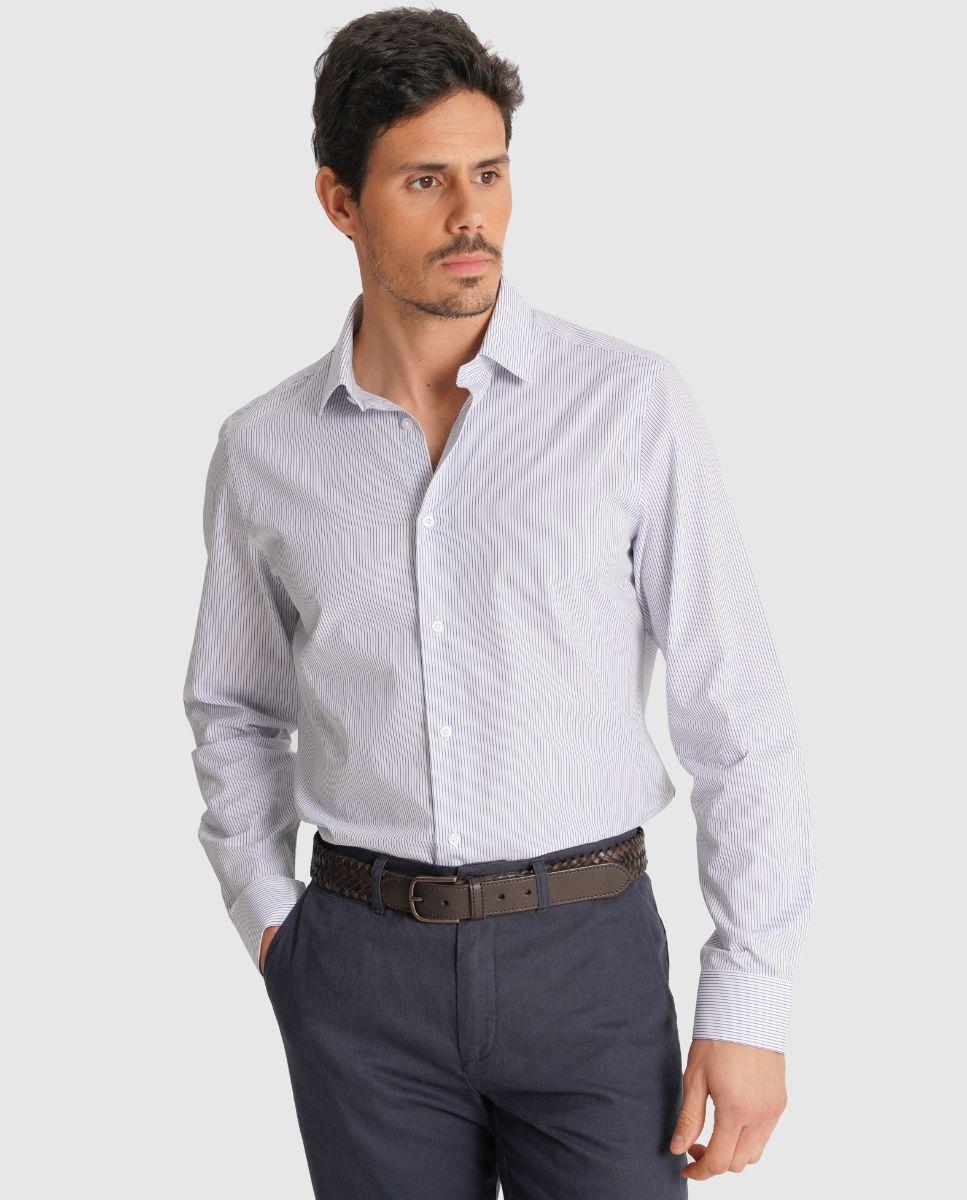 Imagem 0 de Camisa Às Riscas com Corte Slim