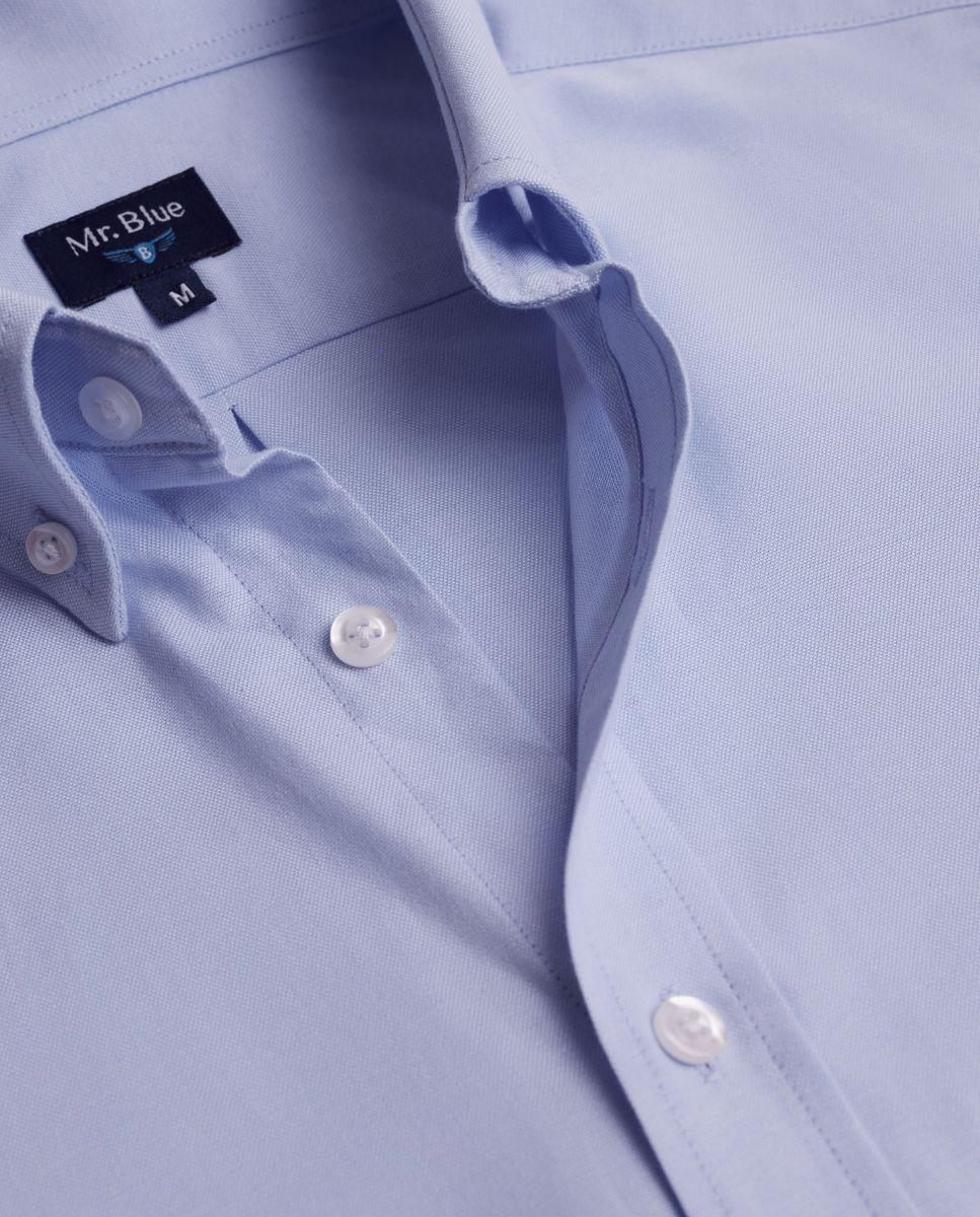 Camisa Lisa de Corte Regular Azul-2