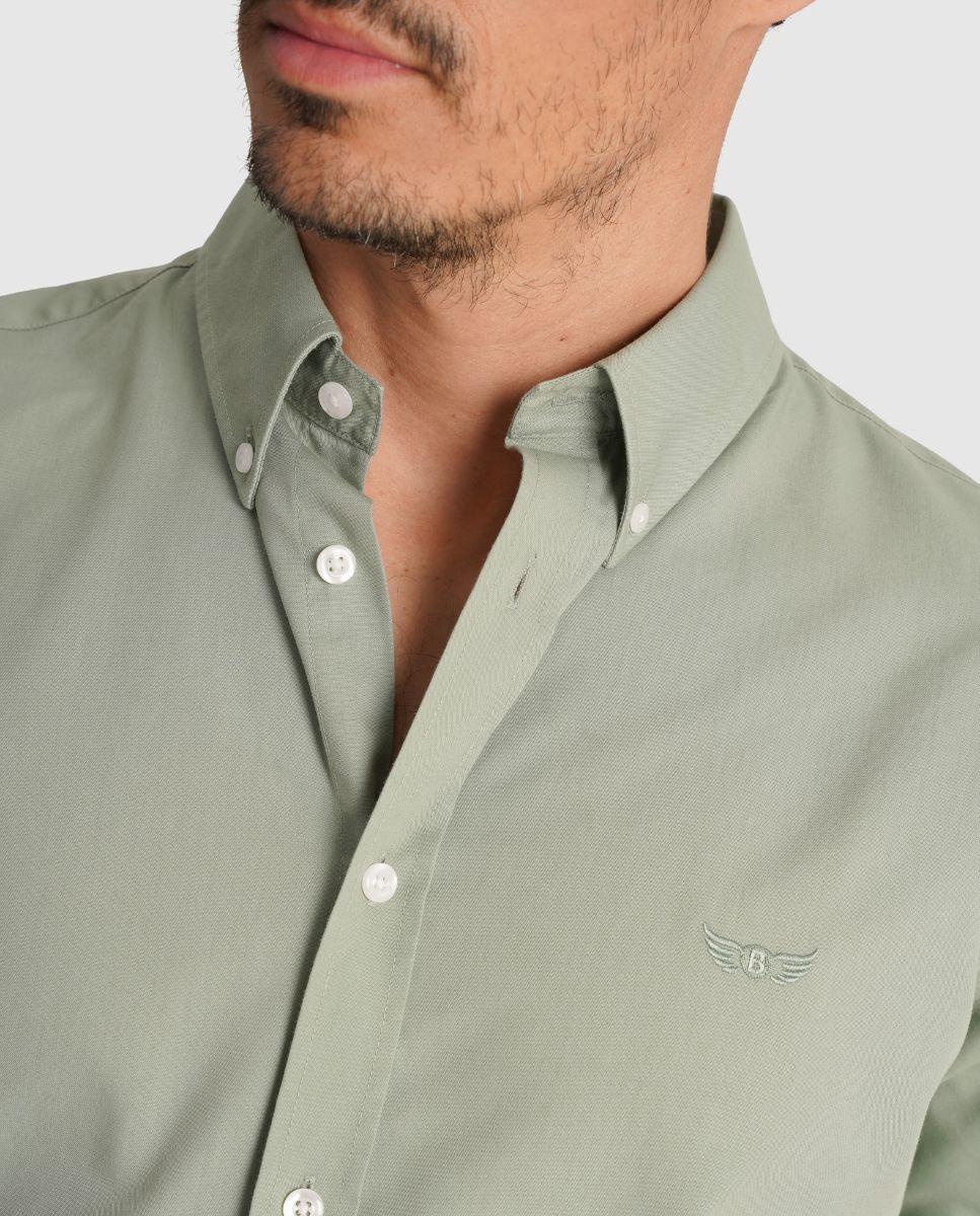 Camisa de Manga Comprida e Detalhe de Marca Bordado Verde-3