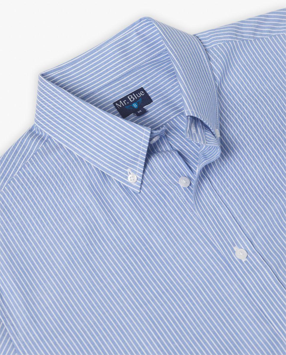 Camisa Lisa com Linho Azul-2