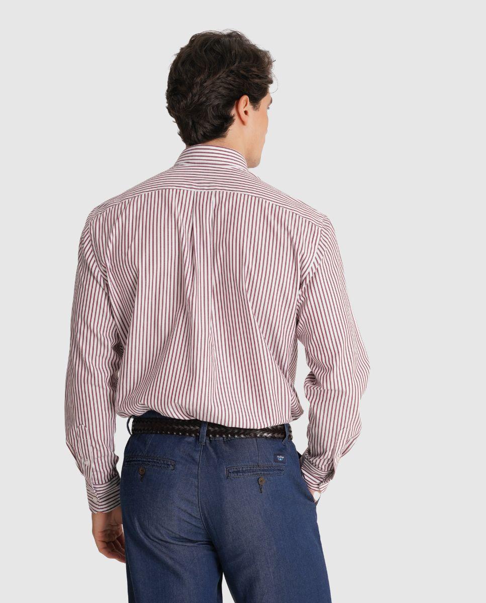 Camisa Às Riscas com Corte Regular Vermelho-2