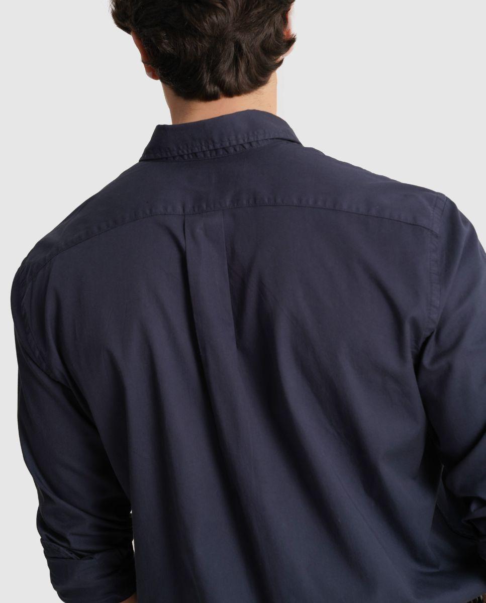 Camisa de Manga Comprida com Corte Regular Azul-2