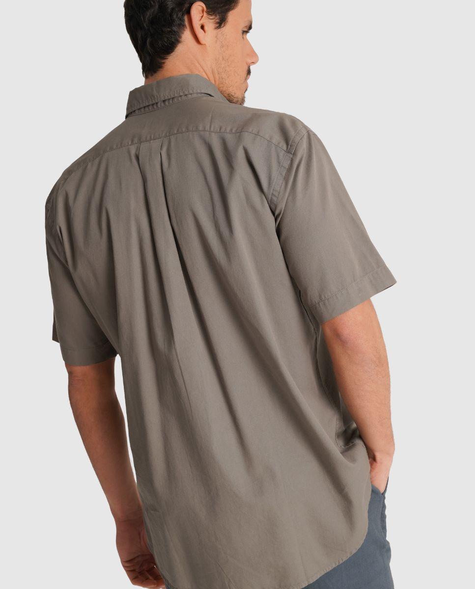 Camisa de Linho com Corte Regular Verde-2