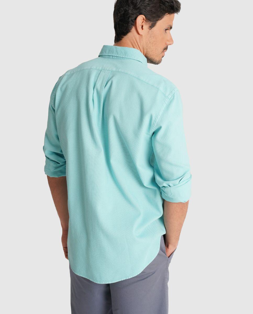 Camisa de Manga Comprida com Corte Regular Azul-turquesa-2