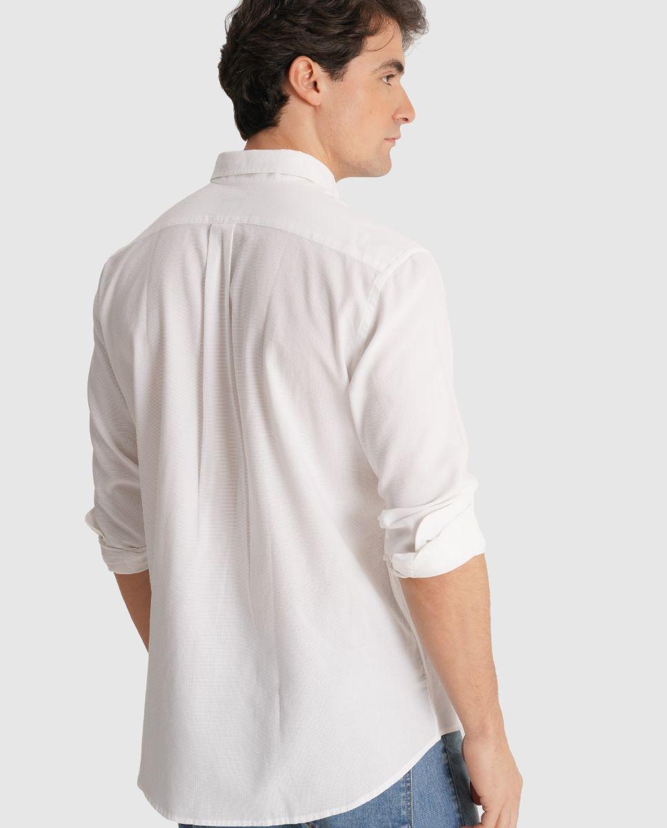 Camisa de Manga Comprida com Corte Regular Branco-2