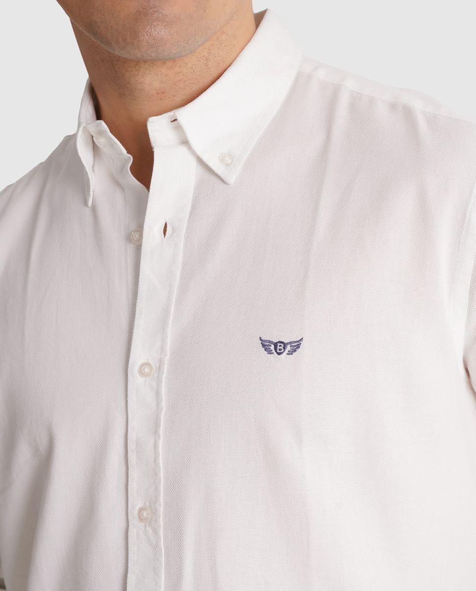 Camisa de Manga Comprida com Corte Regular Branco-3