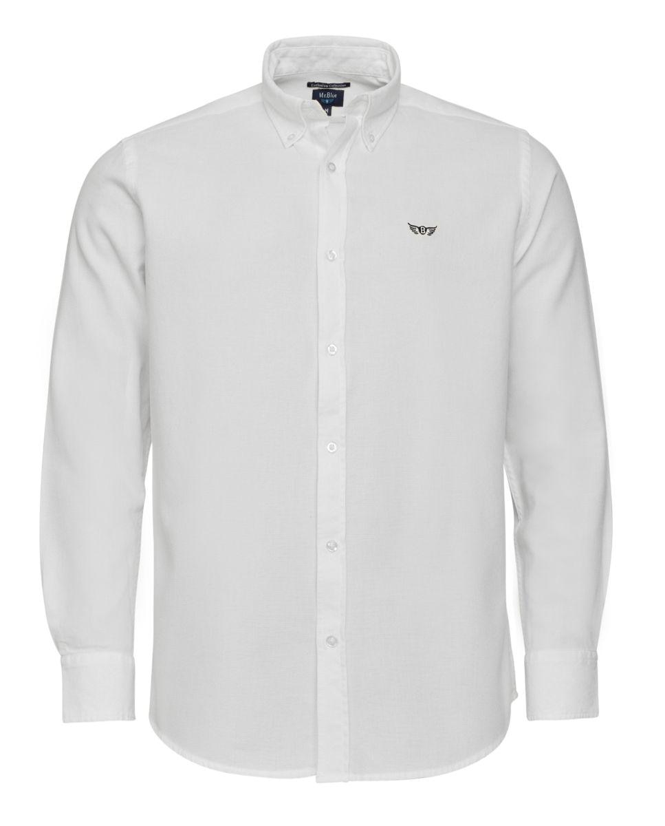 Camisa de Manga Comprida com Corte Regular Branco-4