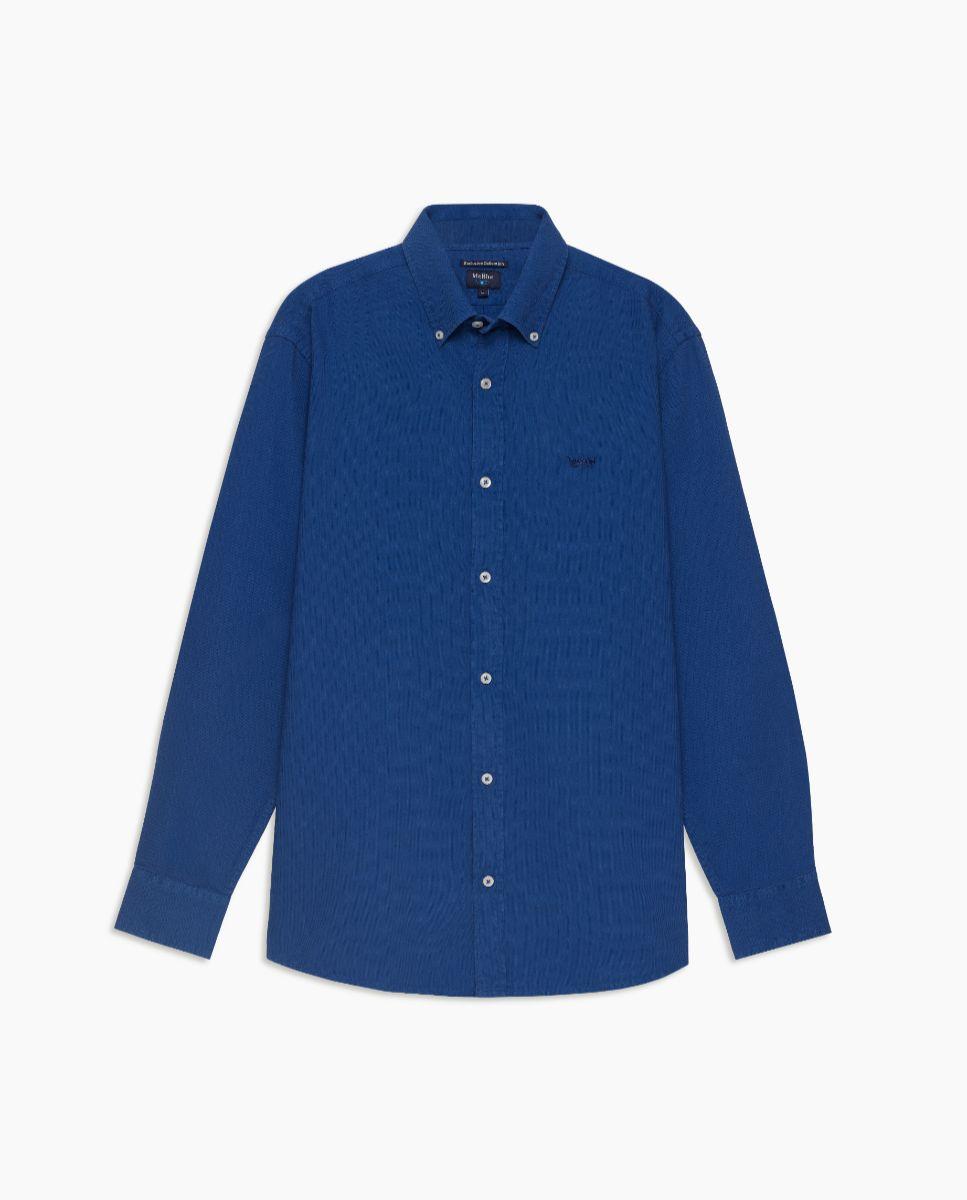 Camisa Lisa de Corte Regular Azul-elétrico-1