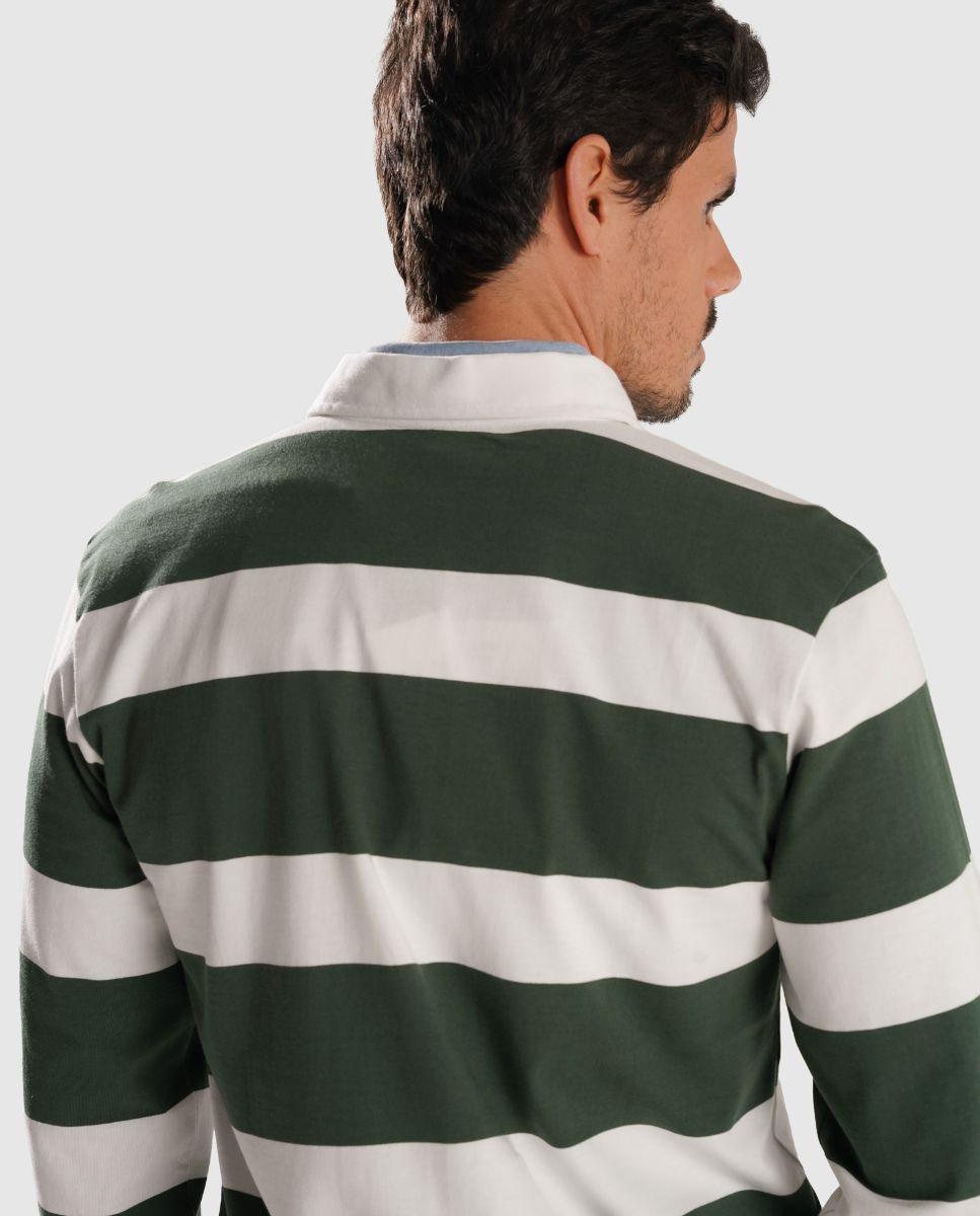T-shirt de Manga Comprida e Design Às Riscas Verde-2