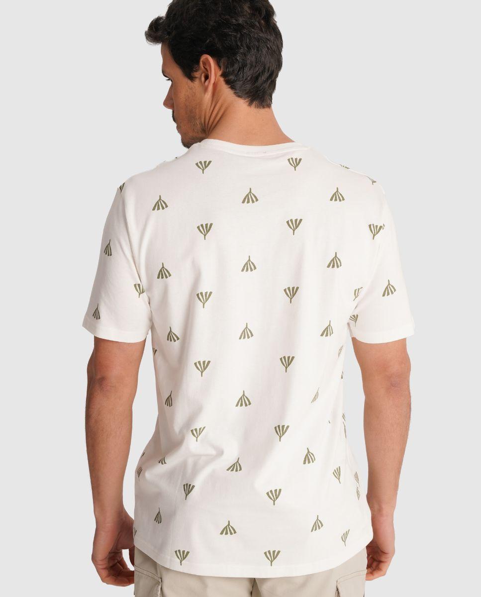T-shirt de Gola Redonda com Estampado Cinzento-2