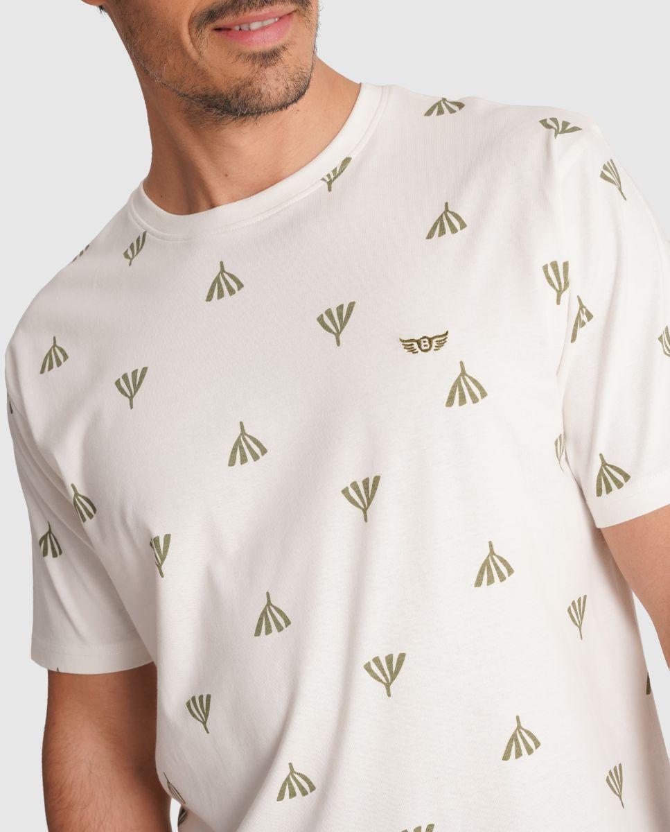 T-shirt de Gola Redonda com Estampado Cinzento-3
