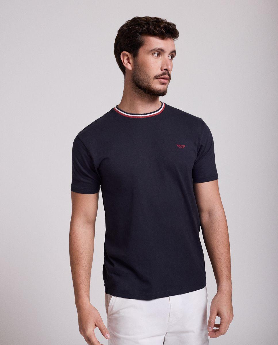 Imagem 0 de T-shirt de Algodão Azul de Manga Curta, Corte Regular