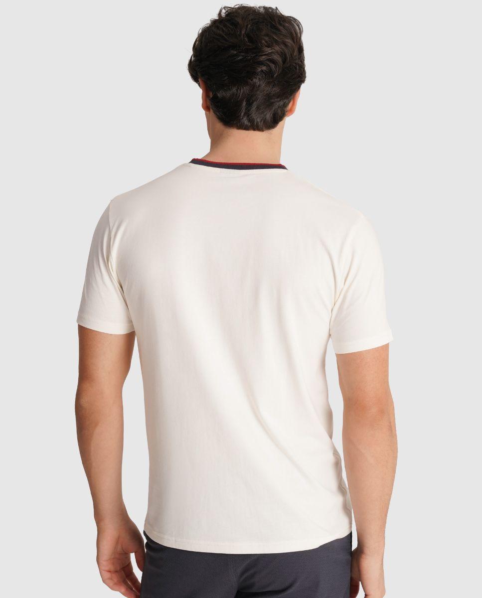 T-shirt de Manga Curta e Gola Redonda Branco-2
