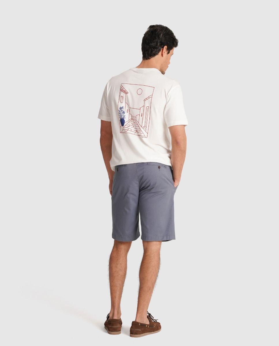 T-shirt de Gola Redonda com Estampado Cinzento-4