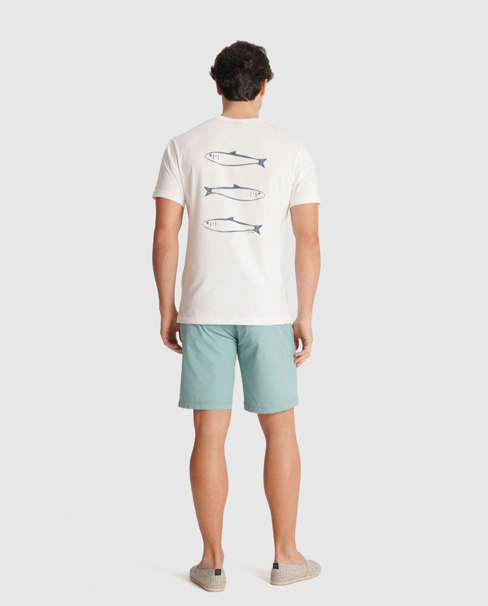 T-shirt de Gola Redonda com Estampado Cinzento-4