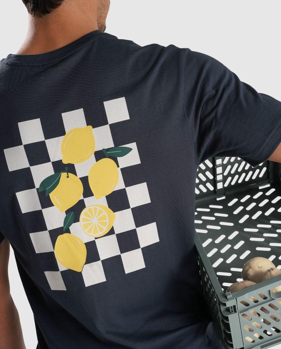 T-shirt de Gola Redonda com Estampado Cinzento-2