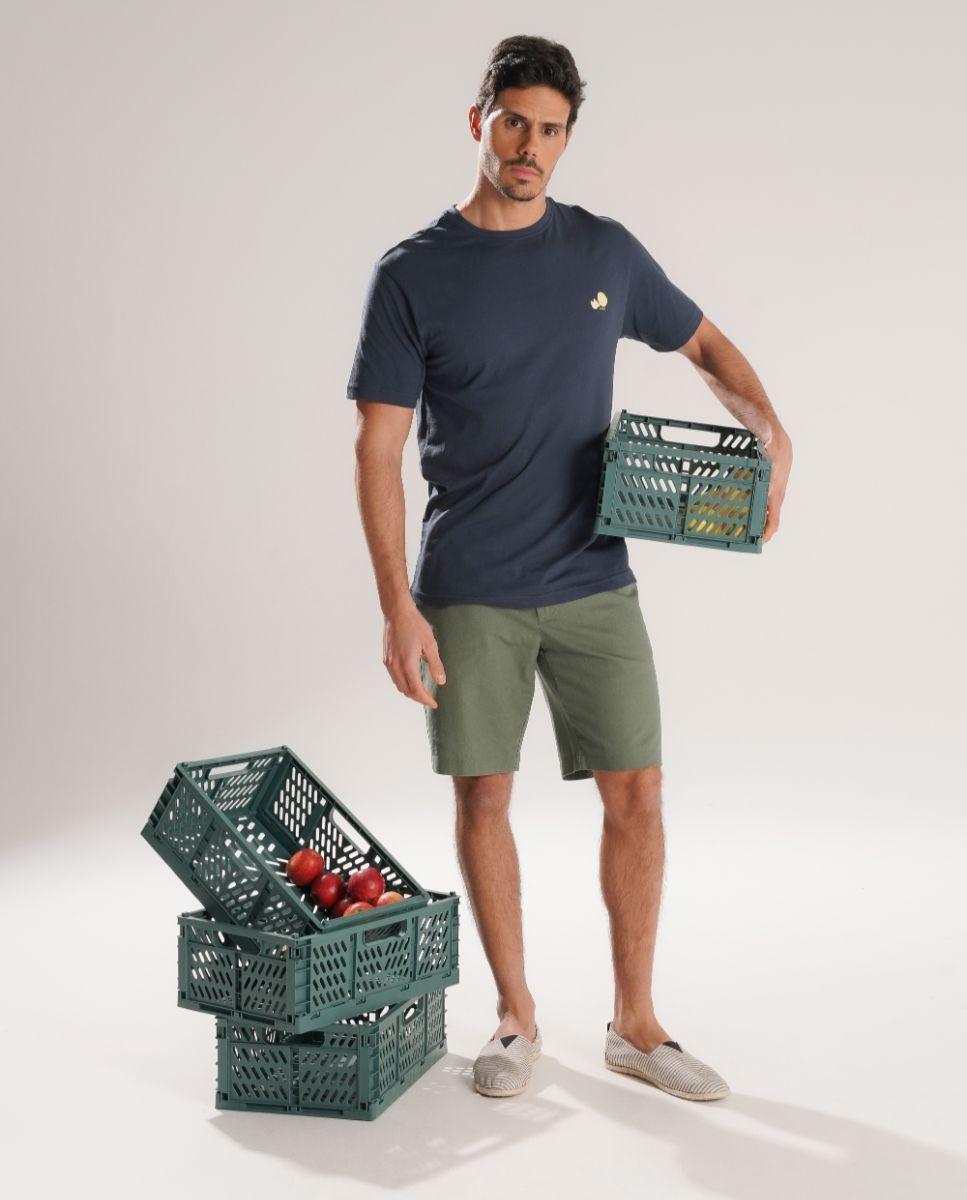 T-shirt de Gola Redonda com Estampado Cinzento-3