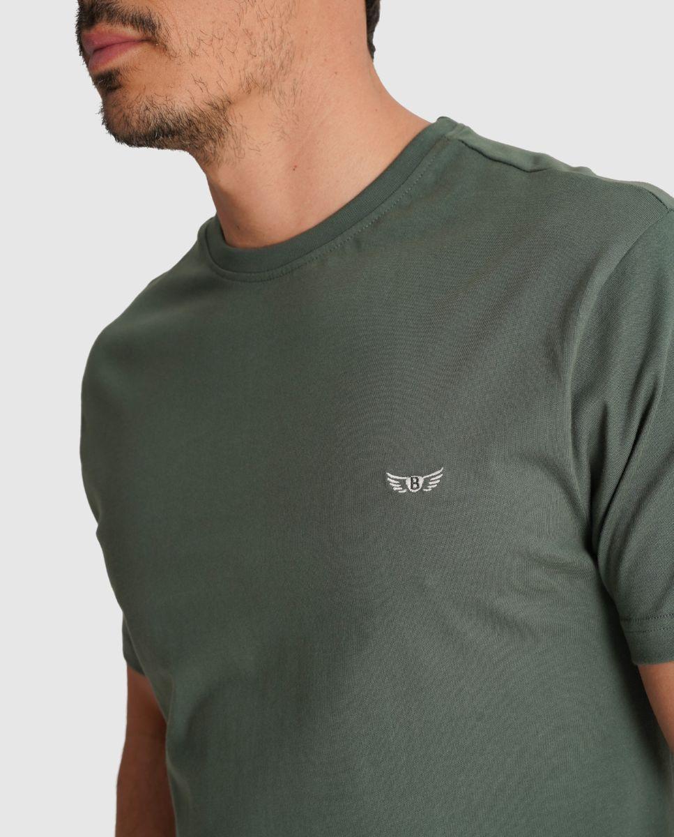 T-shirt de Gola Redonda com Estampado Verde-3