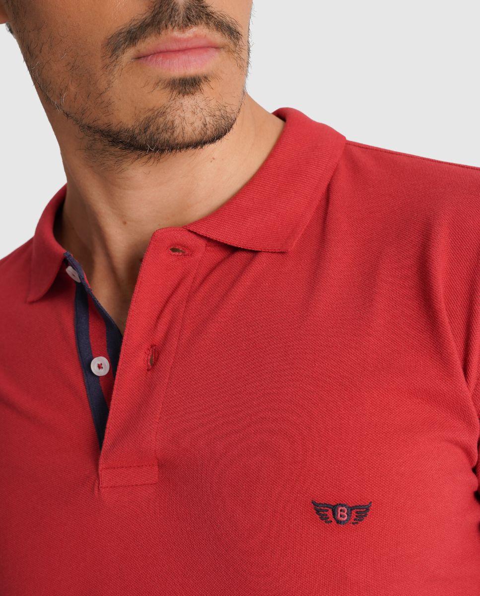 Polo de Manga Curta e Corte Regular Vermelho-3