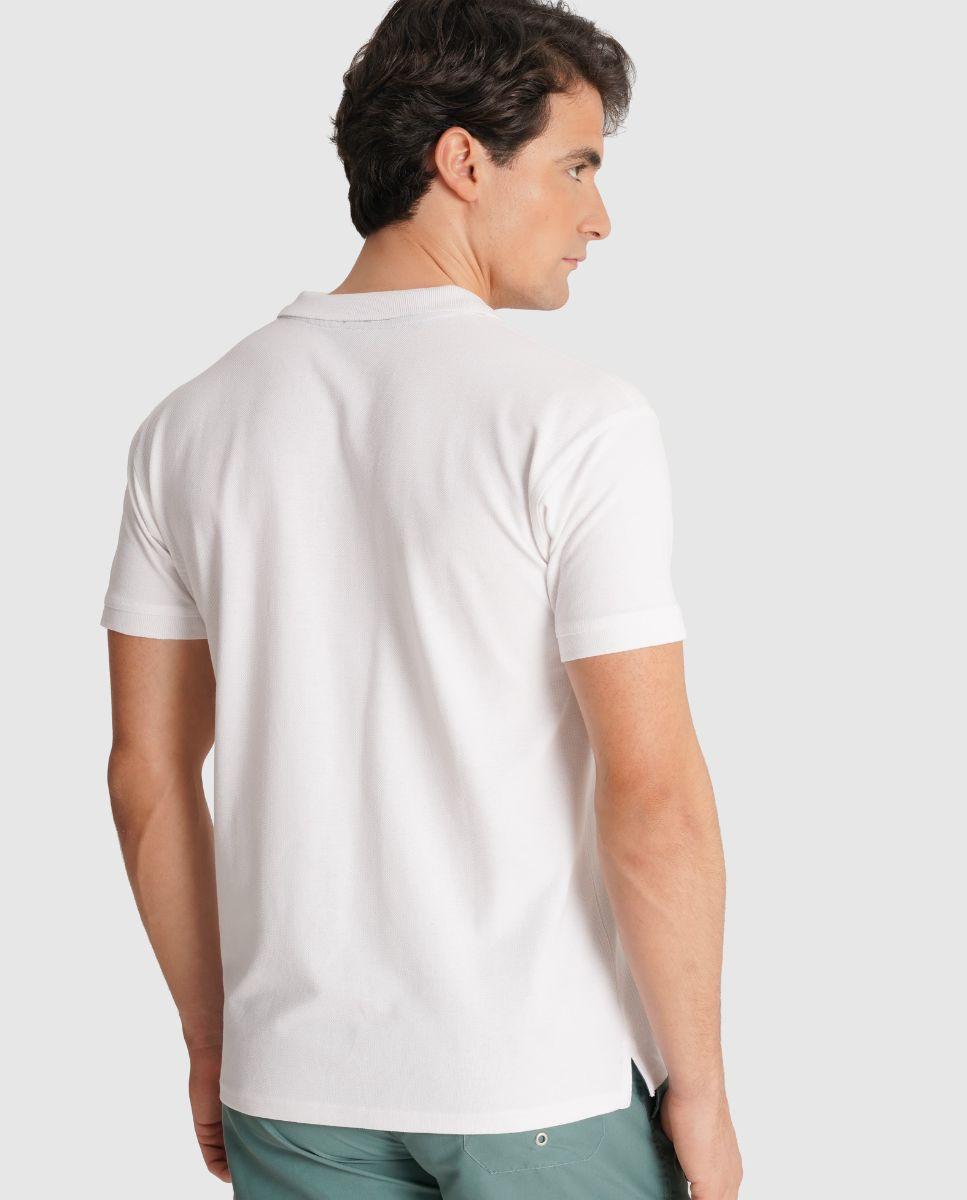 Polo de Manga Curta e Gola Tipo Camisa Branco-2
