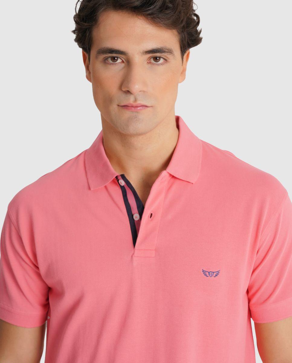 Polo de Manga Curta e Corte Regular Rosa-3