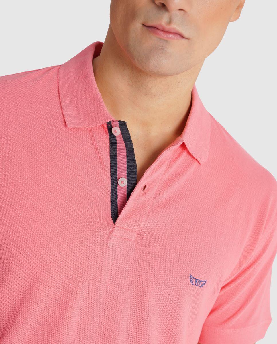 Polo de Manga Curta e Corte Regular Rosa-4