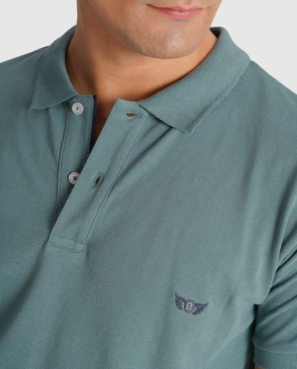 Polo de Manga Curta e Detalhe de Marca Bordado Verde-2