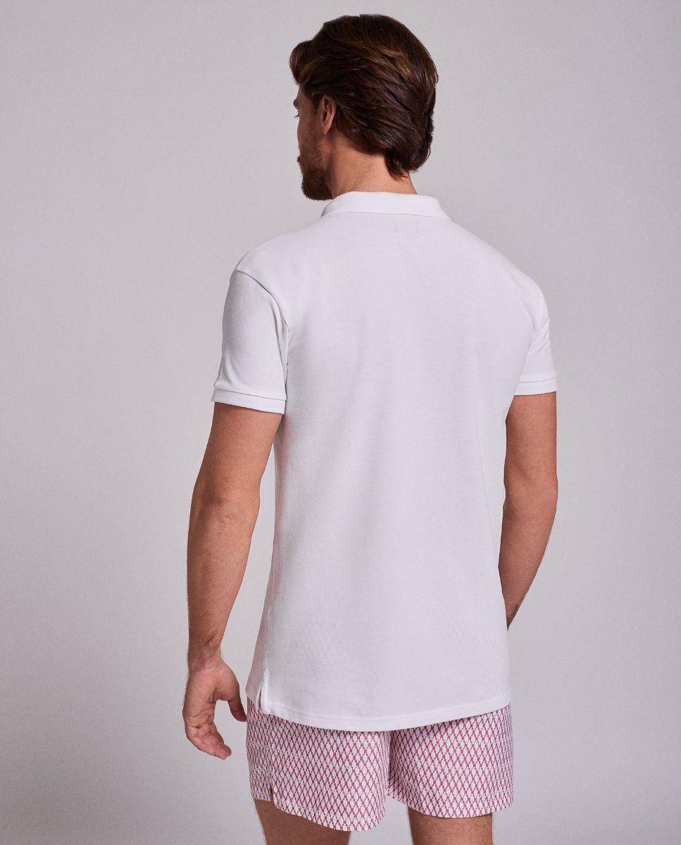 Polo de Manga Curta e Detalhe de Marca Bordado Branco-2