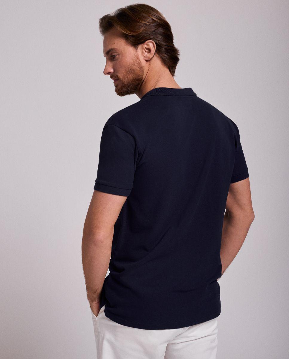 Polo de Manga Curta e Detalhe de Marca Bordado Azul-marinho-2