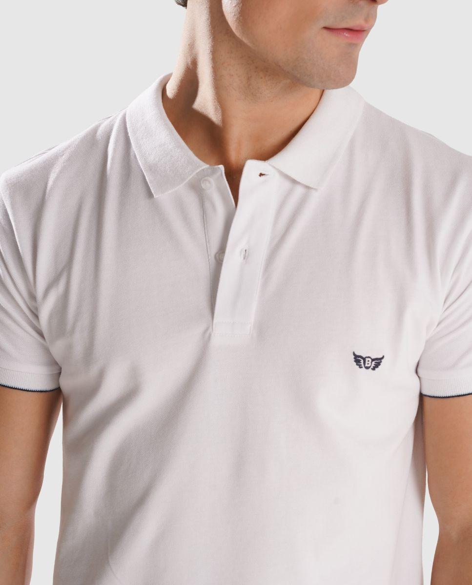 Polo de Manga Curta e Detalhe de Marca Bordado Branco-2