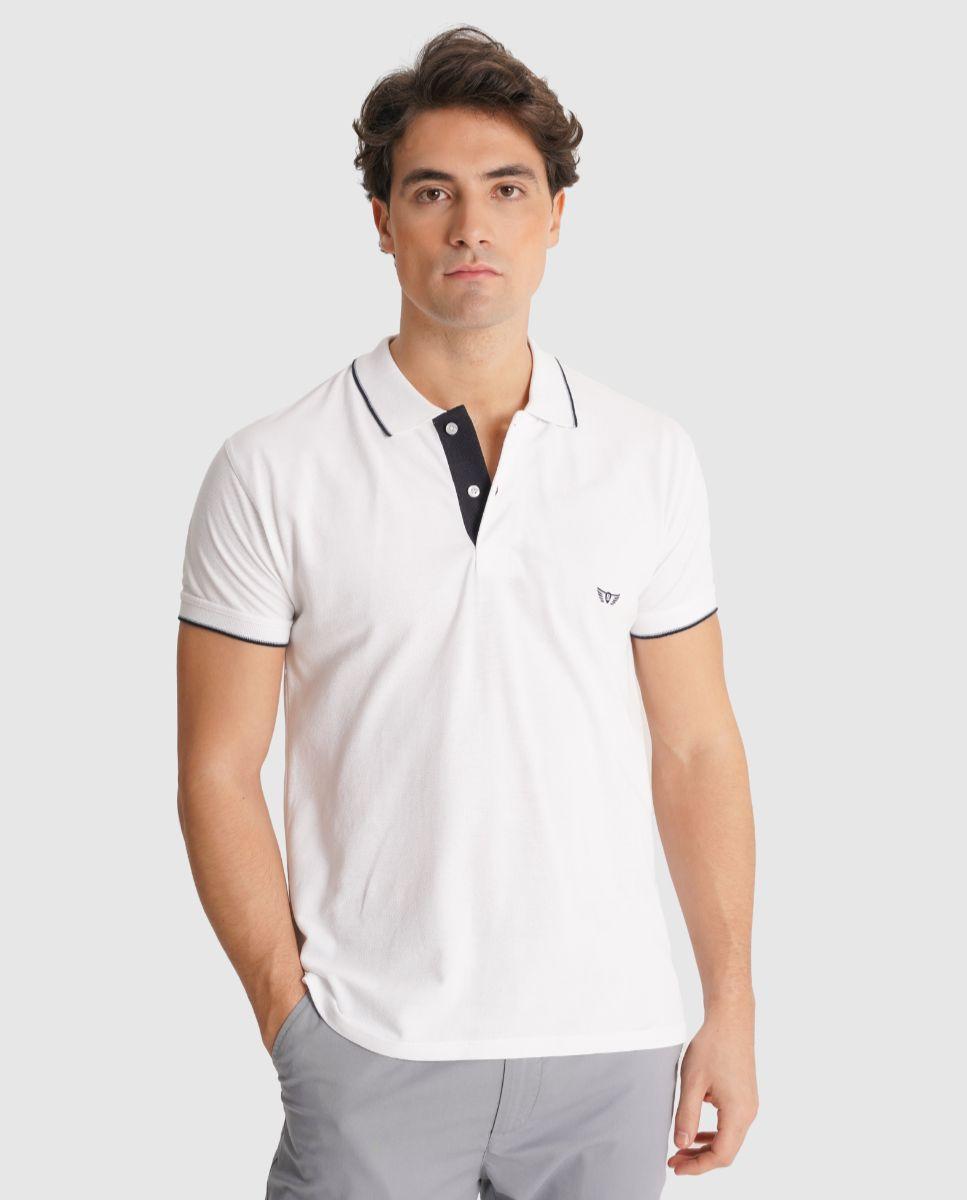 Polo de Manga Curta e Corte Regular Branco-1