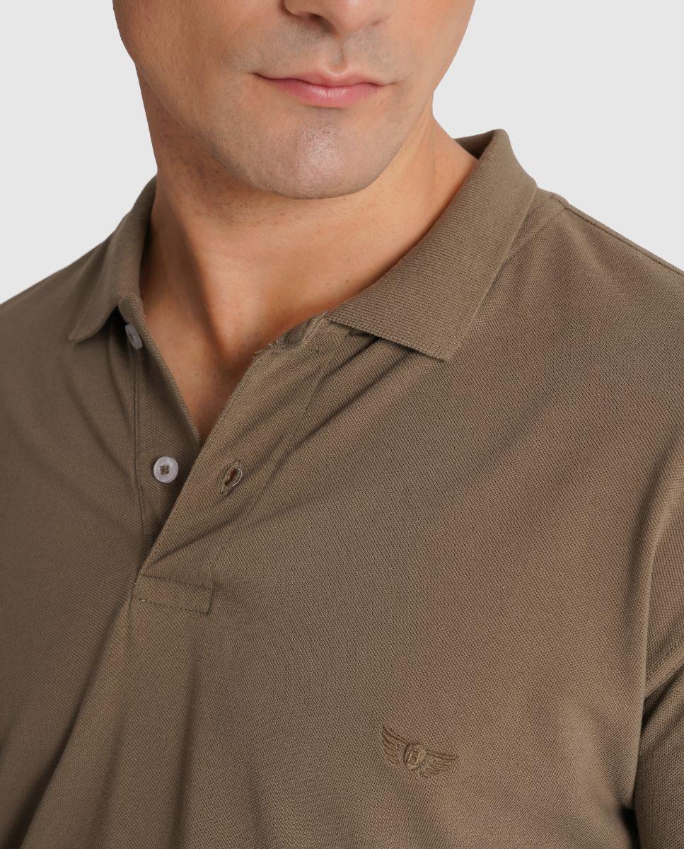 Polo de Manga Curta e Detalhe de Marca Bordado Verde-3