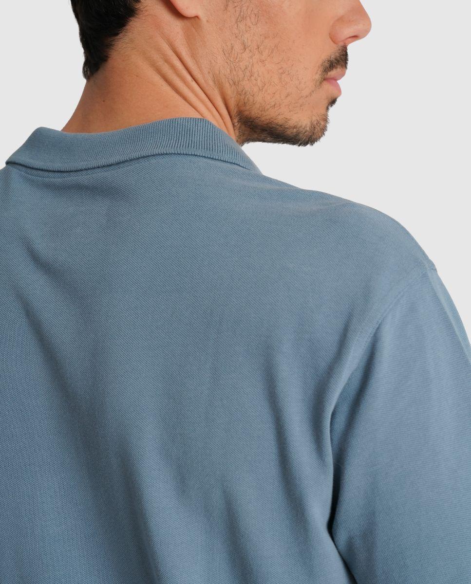 Polo de Manga Curta e Detalhe de Marca Bordado Azul-4