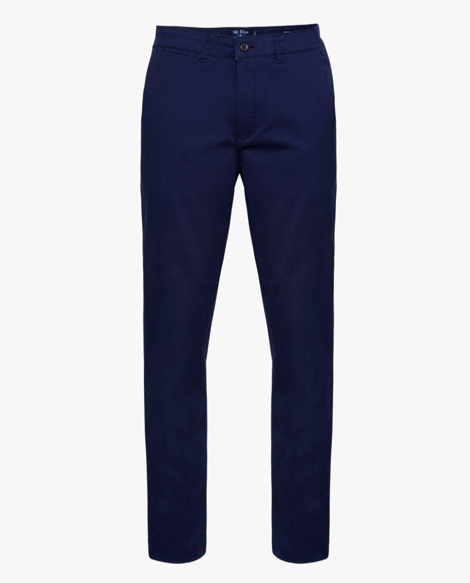 Calças Chino com Presilhas de Corte Regular Azul-4