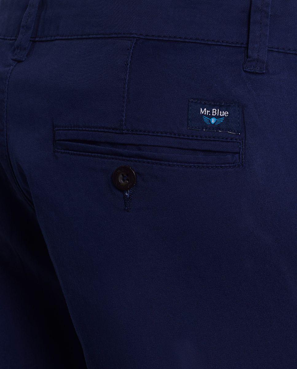 Calças Chino com Presilhas de Corte Regular Azul-5