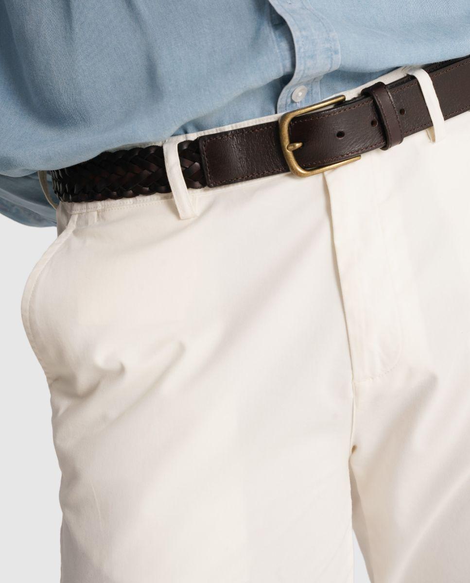 Calças Chino de Corte Regular Branco-3
