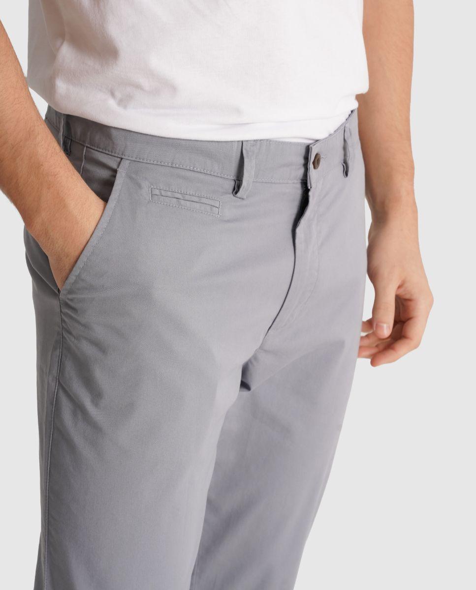 Calças Cinco Bolsos de Corte Ajustado Cinzento-3