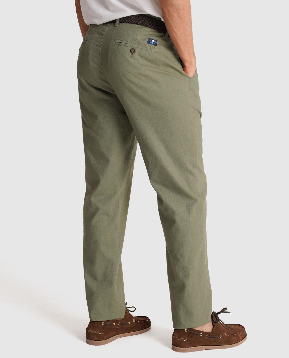 Calças Chino de Corte Regular Verde-2