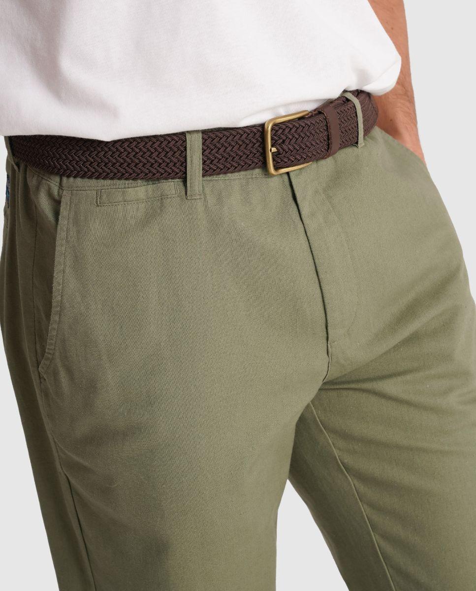 Calças Chino de Corte Regular Verde-3